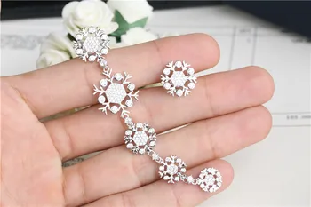 

Fashion Snow Ice Flower CZ Zircon Crystal Stud Earrings for beauty Women long tassel earrings Jewelry Gifts