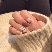 Ношение Маникюр женский чай цвет золотой фольги размазывание градиент поддельные ногти патч онлайн знаменитостей-Прыжок Цвет ногтей советы готовой продукции