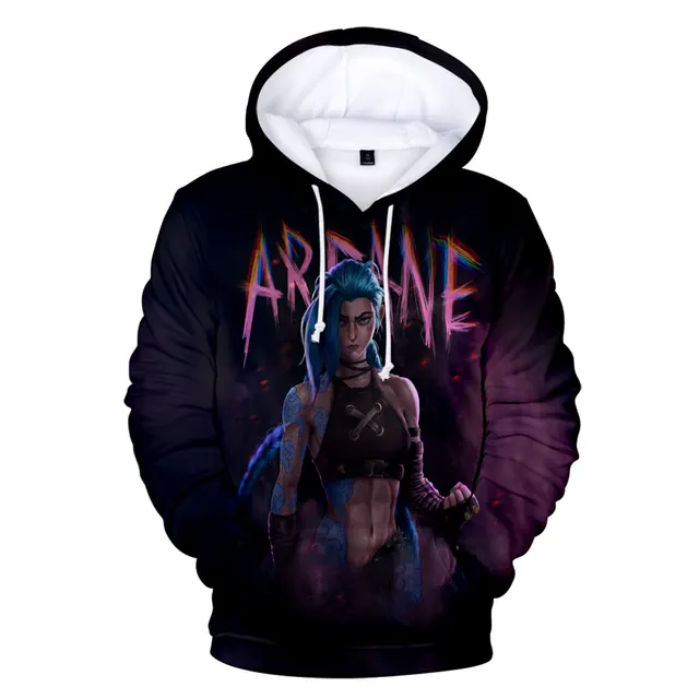 Game Arcane Hoodies Men 3D Print Hip Hop league of legends LOL Streetwear Sweatshirt Pullover Oversized