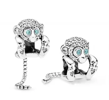 

Original 925 Sterling Silver Charm Sparkling Cheeky Little Monkey Charm Fit Women Pandora Bracelet & Bangle Necklace Diy Jewelry