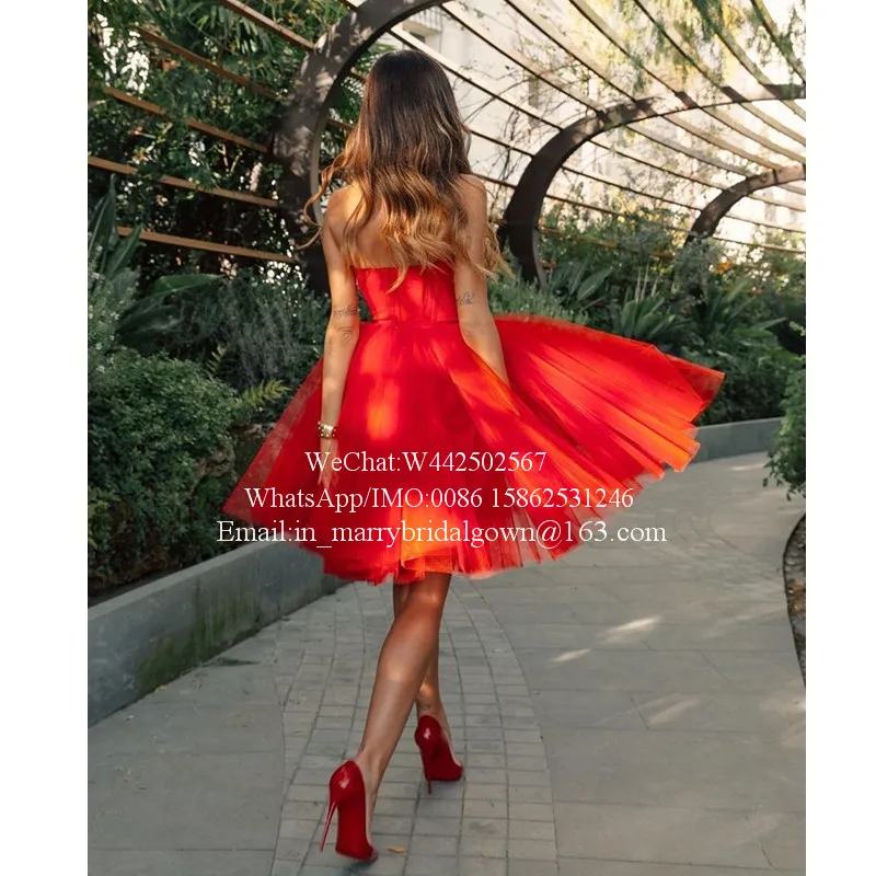 Cute Strapless Red Lace Short Prom Dresses, Red Lace Homecoming Dresse –  Eip Collection