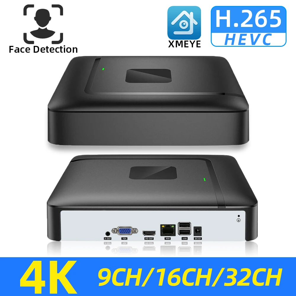 Видеорегистратор H.265 Max 4K CCTV NVR устройство для обнаружения лиц 9/16/32 канала 4K/5 Мп/2