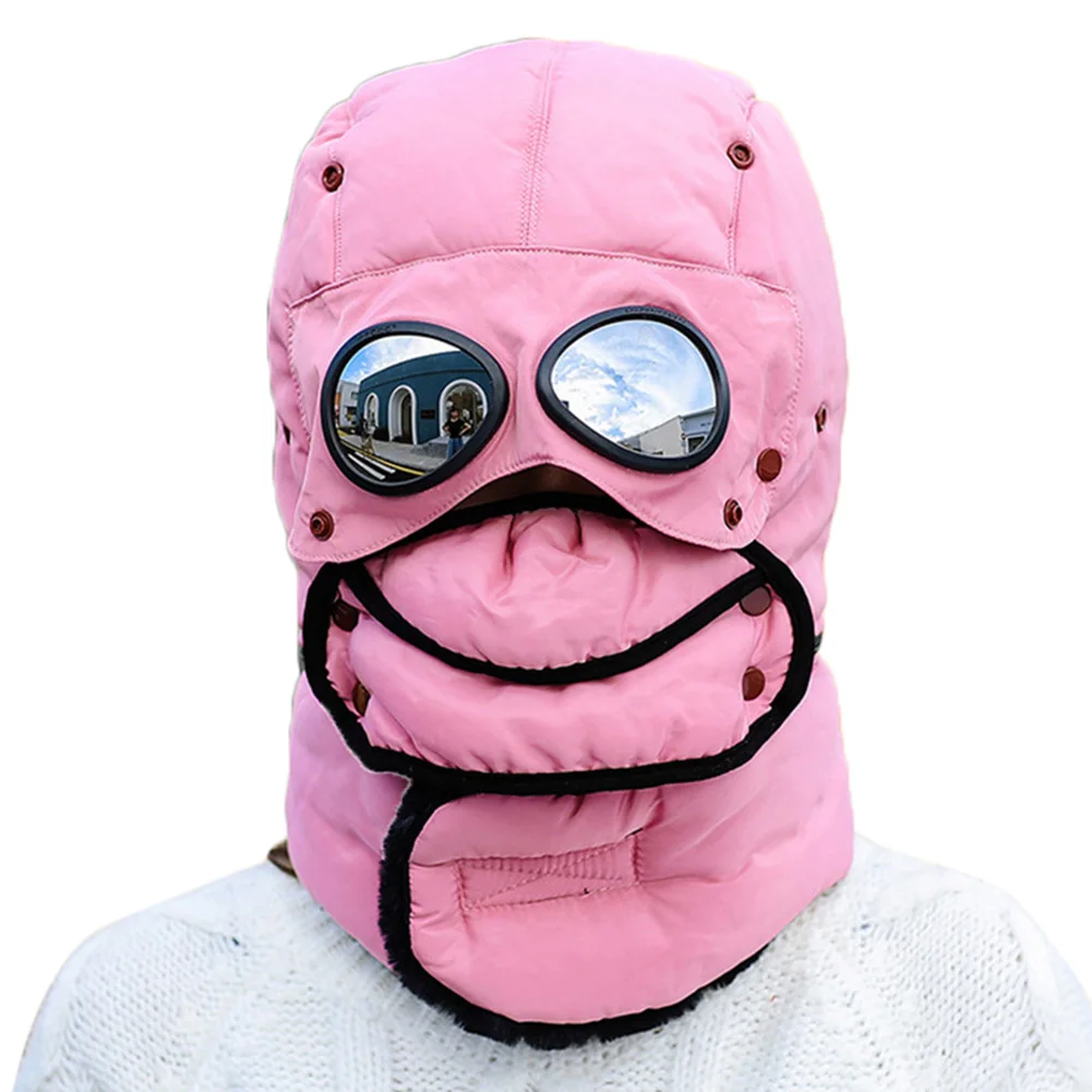 pink Four piece set Зимние шапки, утолщенная теплая Ветрозащитная маска для защиты ушей для женщин и мужчин, на открытом воздухе - Цвет: pink Four piece set