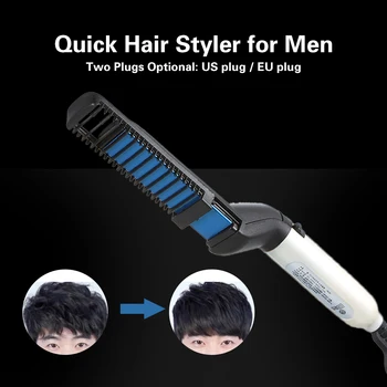 

Multi-functional Men's Quick Hair Styler Comb Curling Iron Volumize Flatten Side Straighten Massage Comb Hair Styling Tool