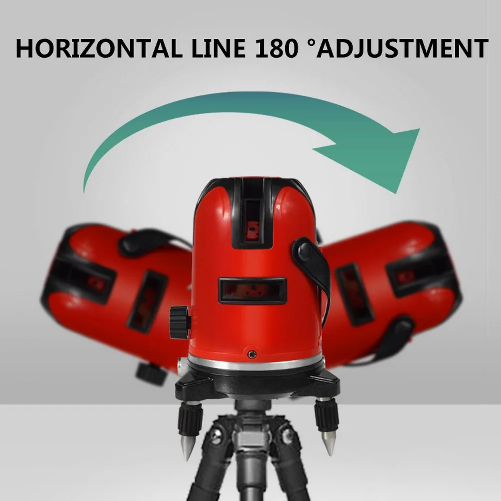 

Laser Level Meter 5-line 6point Cross 360 Degree Rotation with Alarm Function Red Laser Level Meter Self-leveling Measuring Tool