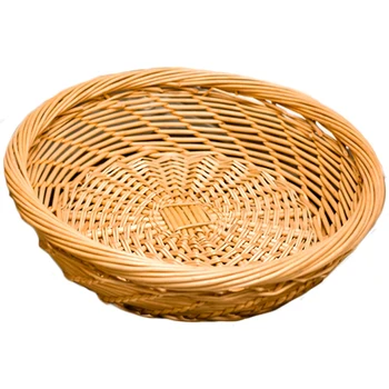 

Wicker Handmade Weaving Storage Basket Fruit Plate Vegetable Storage Box Waterproof Moisture Proof Organizer Bowls Tray(Beige 27