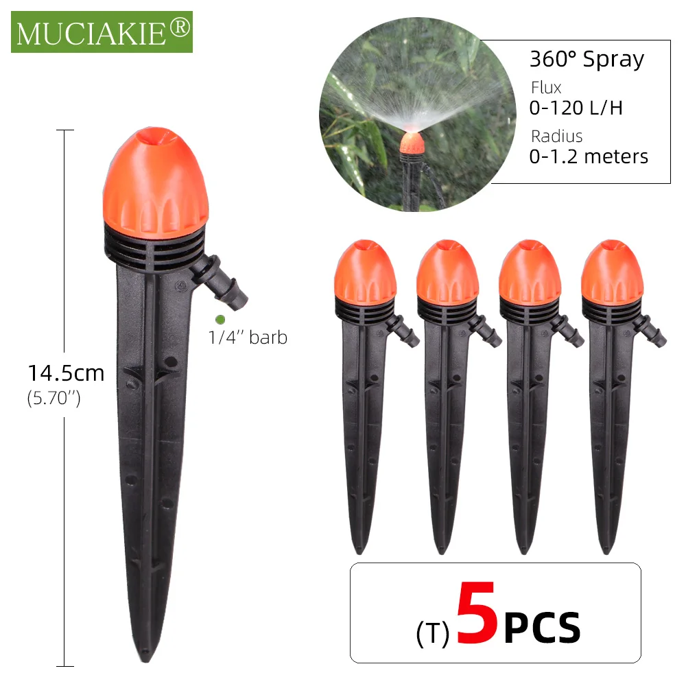 24 Types Garden Irrigation Sprinklers with Stake Adjustable Atomizing Refraction Drippers Watering Vortex Nozzles 1/4'' Barb 