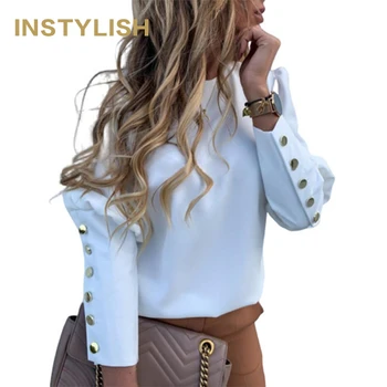 

Instylish Women Spring Metal Buttons Long Sleeve Blouse Office Lady Shirt Casual Pineapple Print Tops Plus Size 5XL Loose Blouse