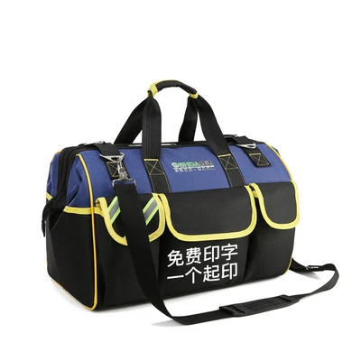 Wheels Portable Tool Bag Multifunction Thicken Waterproof Canvas Storage Garage Travel Tools Organizer Toolbox Multifunctional BLUE Handbag