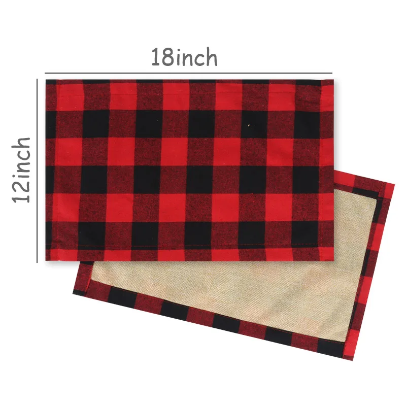 Christmas Red Black Plaid Placemat Christmas home Decoration Table Pad Mat Christmas Kitchen Supplies Navidad New Year 2021 gift Christmas Red Black Plaid Placemat Christmas home Decoration Table Pad Mat Christmas Kitchen Supplies Navidad New Year 2021 gift