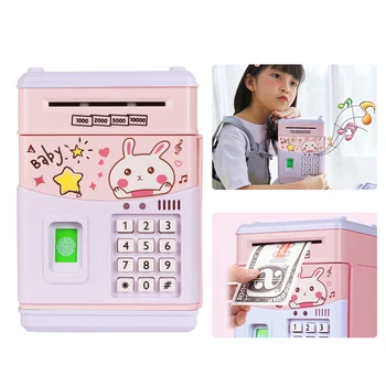 

Piggy Bank Cash Coin Saving Box Fingerprint Electronic ATM Password Piggy Bank Euro Dollar Household Saving Money Piggy Bank