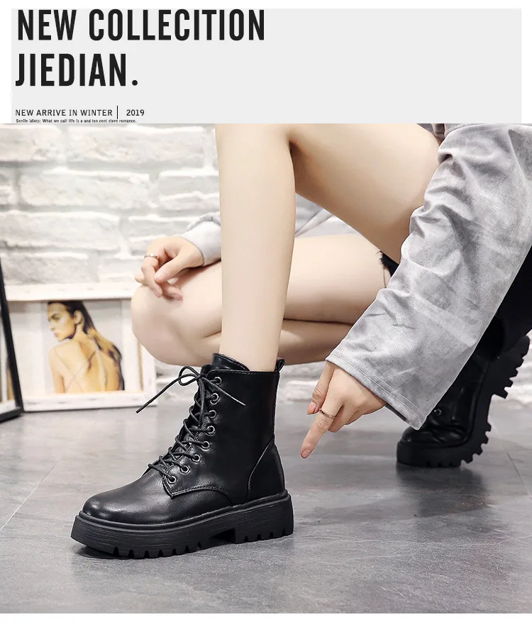 2022 Woman Ankle Boots Flat Heel Shoes Women Lace Up Winter Autumn Shoes Daily Short Boots Woman Footwear Size 35-40 shoes woman