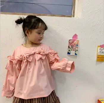

2020 New Style Girls Bow Shirt Spring Cotton Fashion Girls Blouse 1-6t PP804
