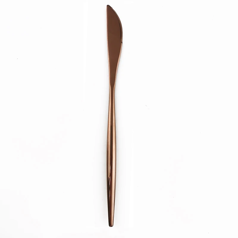 Rose dinner knife Роскошный Радужный набор посуды 304 столовые приборы из нержавеющей стали Черное золото столовое серебро нож вилка обеденная ложка столовые приборы набор посуды - Цвет: Rose dinner knife