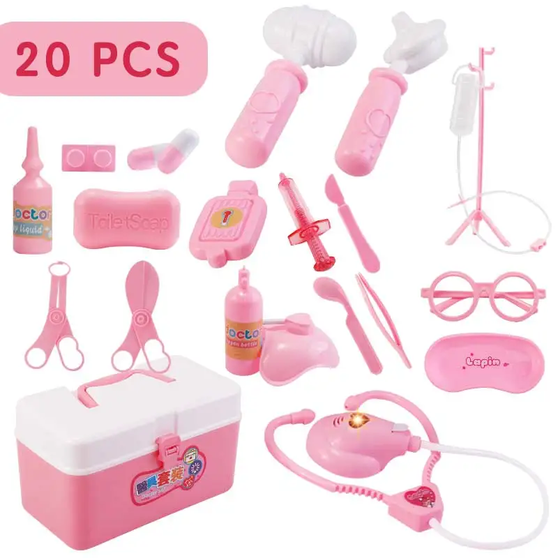 20 Pcs Pink 22-44 шт./компл. и девочек ролевые игры Доктор классический медицины моделирования ролевые игры медицинские Костюмы игрушка для Детский подарок - Цвет: 20 Pcs Pink