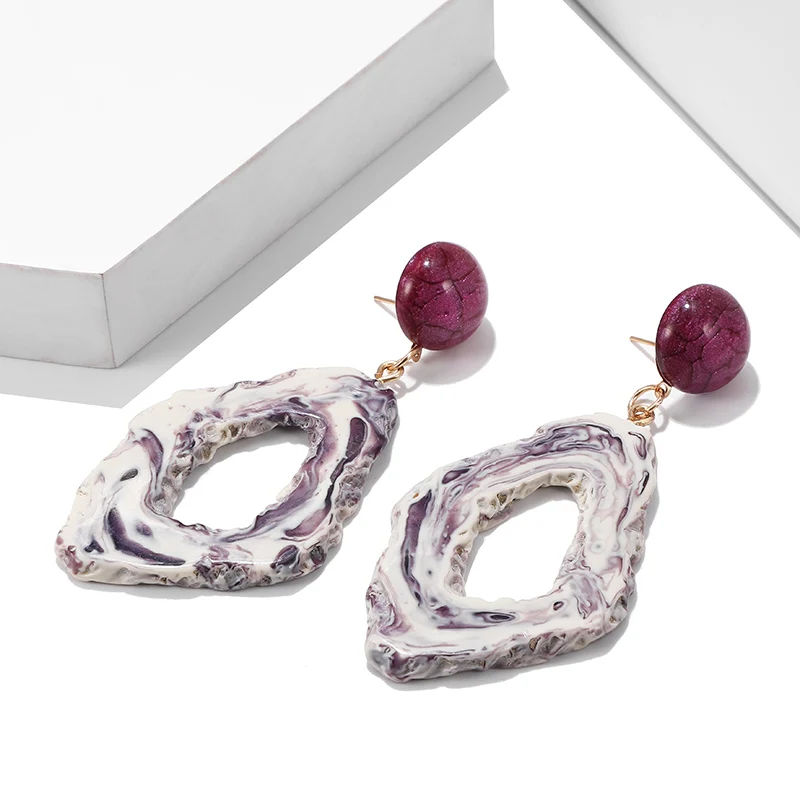 Модные женские серьги Boho корейские необычные серьги ручной работы Индийские Ювелирные серьги с камнями Kpop вечерние аксессуары - Окраска металла: ez299-4