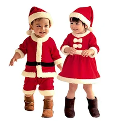 Christmas Kids Santa Claus Costume Toddler Baby Red Xmas Clothes Party Red Dress Set for Children New Year Santa Claus Set