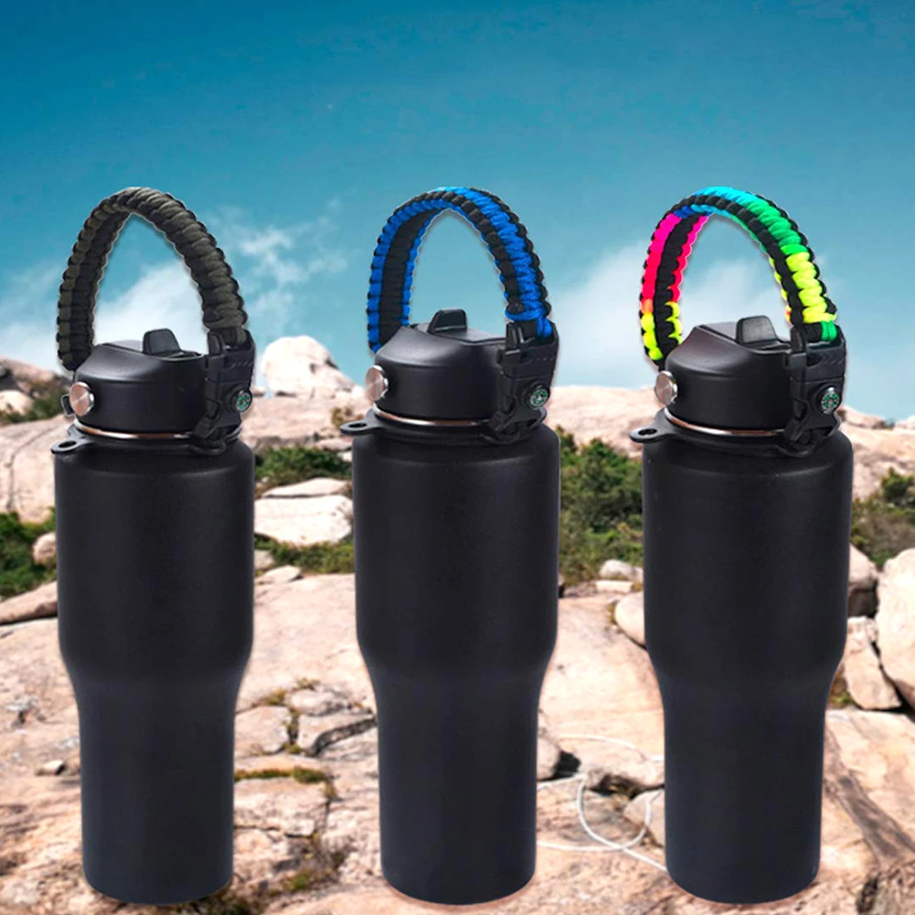 Carabiner Rope Wide Mouth Bottle Mug Hand Braided Handle Strap Woven For Camping Jt 8 Outdoor Tools Aliexpress