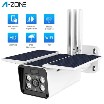 

A-ZONE Wifi Solar Camera 1080P Outdoor Solar IP Security Camera IP67 Waterproof IR Night Vision PIR CCTV Surveillance Camera