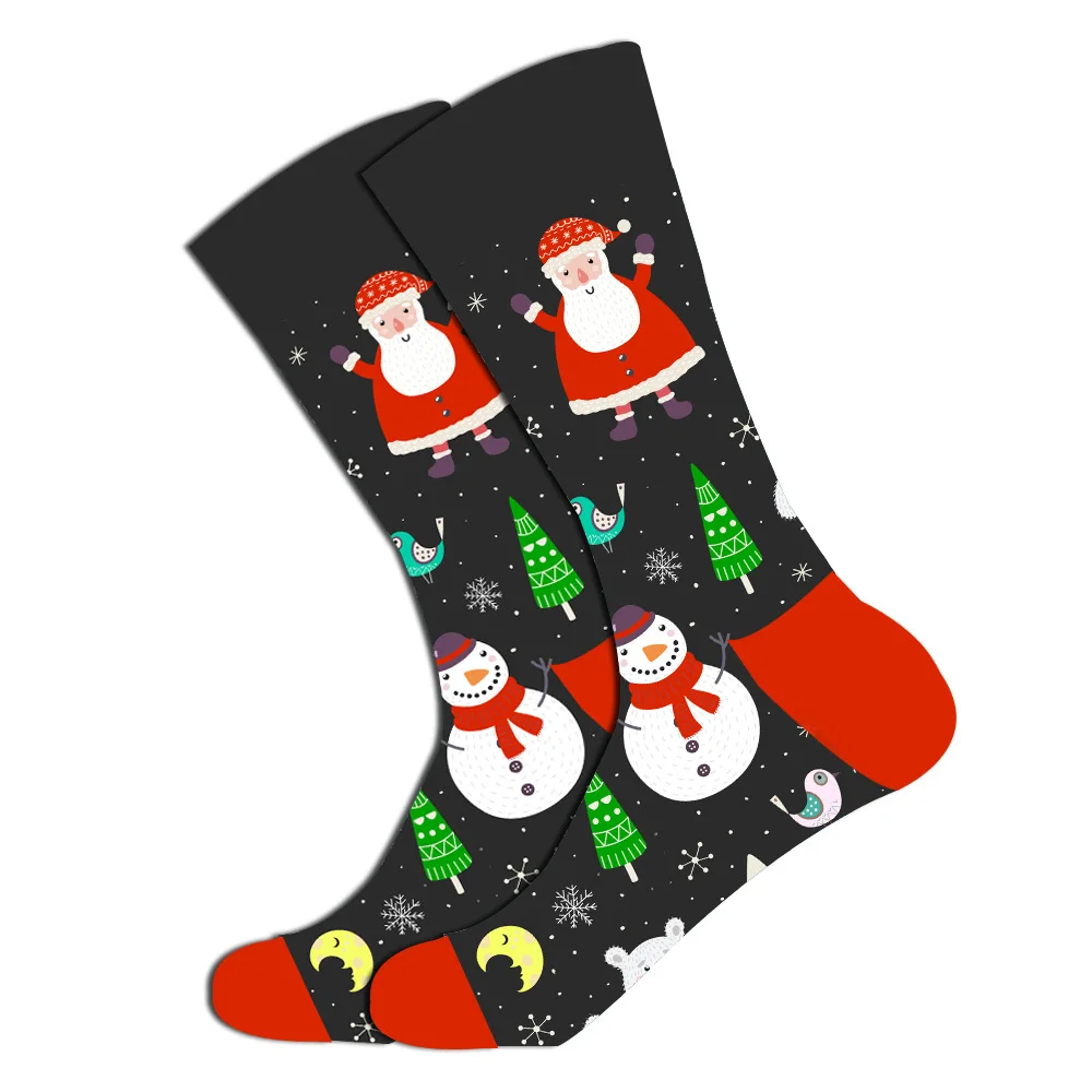 Хлопчатобумажные носки с рождественскими мотивами Женская и мужская обувь новая осень-зима год Санта Клаус новогодняя елка; Снег оленем, подарочные носки - Цвет: 3