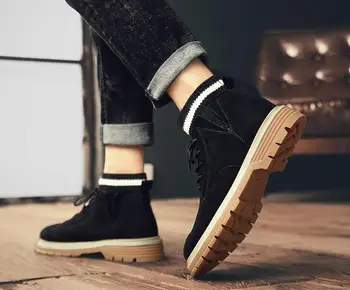 

Men's shoes 2019 autumn and winter new high to help the British tide winter Martin snow boots