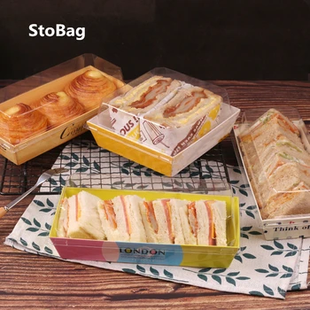 

StoBag 10pcs Baking towel roll Handmade cake package box selfren meat floss Beckham bread food Donut package paper boxes