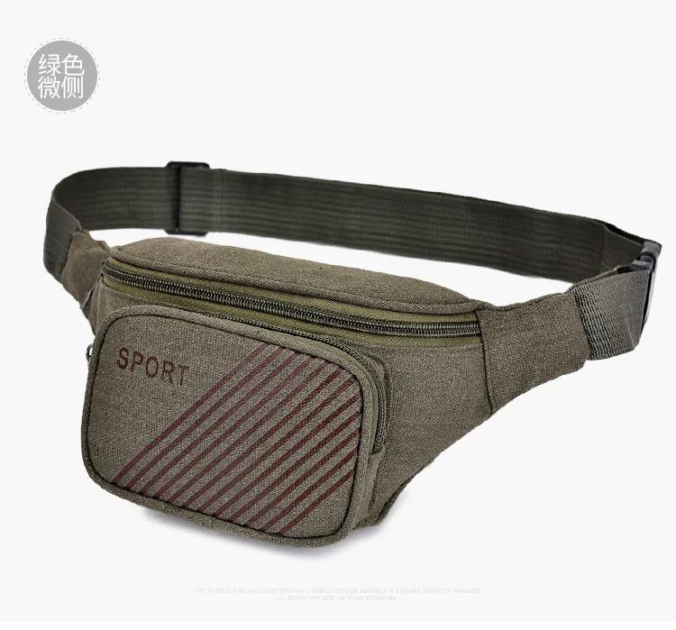 Hot Selling Wholesale Multilayer Canvas Casual Sports MEN'S Pockets Mountain Climbing Travel Body Hugging Cash Storage Bag Men C