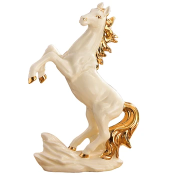 

European Ceramic Horse Art Sculpture Abstract Horse Figurine Resin Art&Craft Home Decoration Lucky Animal Opening Gift R2616