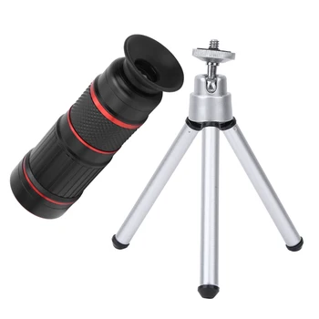 

18 Times Metal External Telephoto Lens High Power High-definition Mobile Shooting Monocular Telescope with Phone Tripod