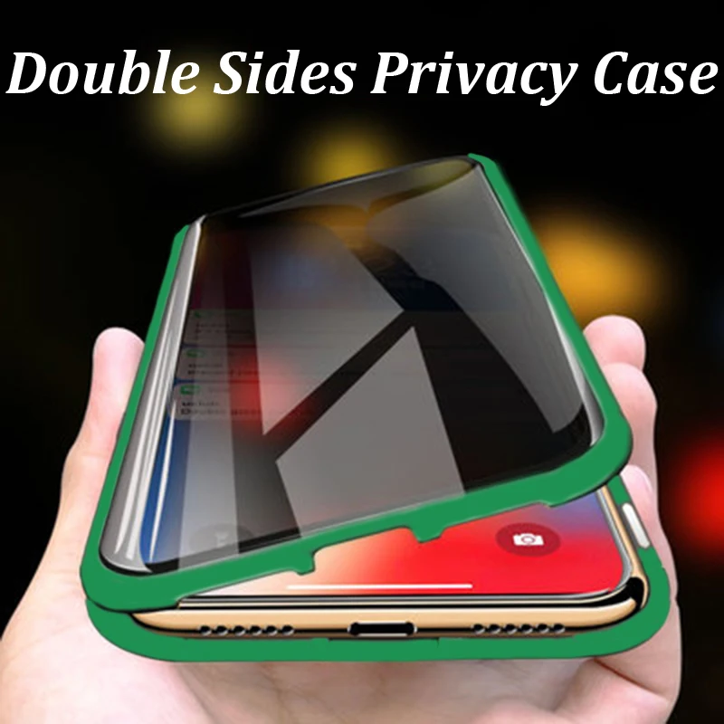 

Magnetic Metal Adsorption Privacy Tempered Glass Case For Samsung galaxy S8 S9 S10 Note 10 Plus S8 S9 S10 A50 A70 Note 8 9 cover