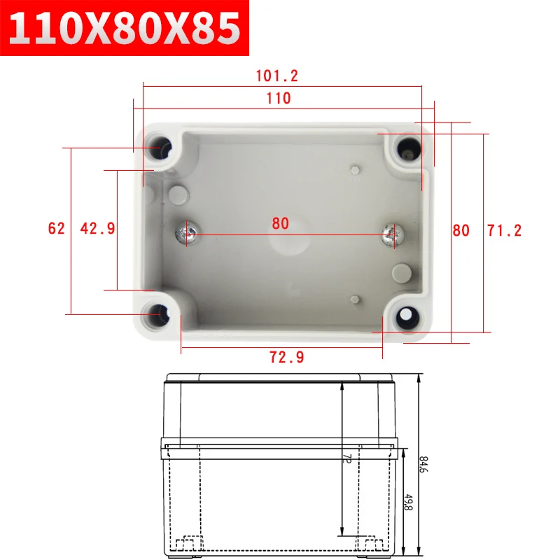 110x80x85 ABS пластиковый водонепроницаемый ящик для мониторинга мощности IP67 наружная водонепроницаемая распределительная коробка Наружная непромокаемая уплотнительная кнопочная коробка - Цвет: 110x80x85