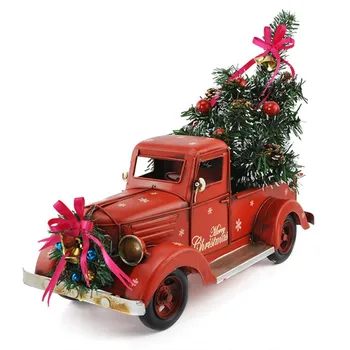 

Hand-made Red Metal Truck Rescue Car The King Storm Christmas Tabletop Decorations Boys Christmas Gift