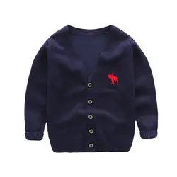 Осенний хлопковый свитер с рисунком животных топы для маленьких мальчиков и девочек, вязаный кардиган, верхняя одежда