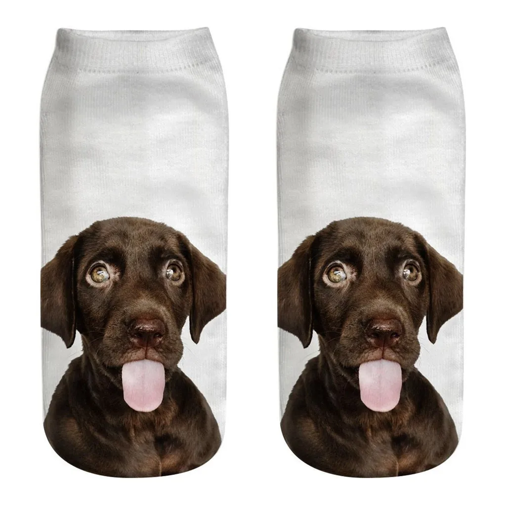 Женские 3D носки с забавными собачками, милые Цветные Короткие носки с мультяшными рисунками