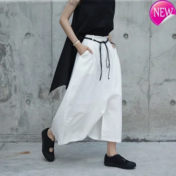 

New Spring 2020 Autumn Cotton Linen Women Fashion Tide Circular Irregular Split Loose Casual Cross-pants