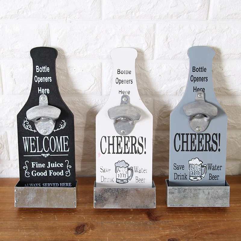 

1Pcs Wooden Retro Bar Accessories Wine Beer Bottle Opener Party Decor Kitchen Gadget Wall Hanging Bottle Shape Bottle Opener