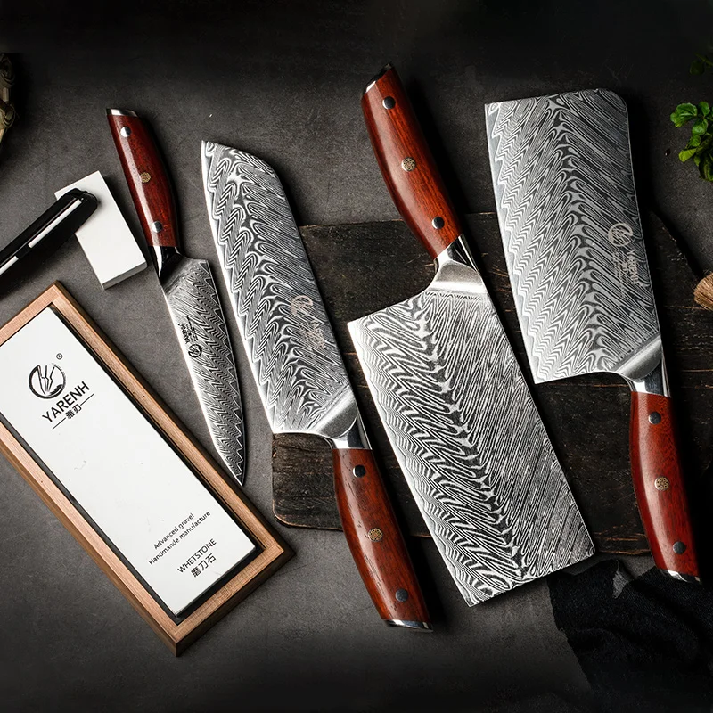 Damascus Chinese Cleaver Knife Set 4 Piece-KTF Series