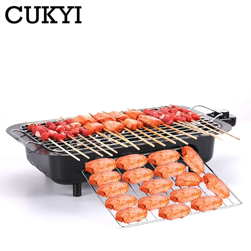 

CUKYI 110V US Plug 2 Layer Electric Grill Non-stick BBQ Machine Smokeless Electric Stove Electricity Carbon Dual Purpose