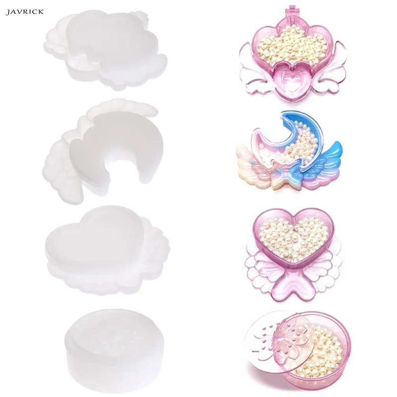 

JAVRICK Silicone Mold Storage Box Heart Moon Sakura Crown Shape Jewelry Making DIY Craft