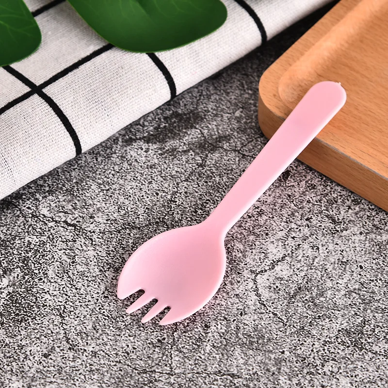 Disposable Dessert Spoons Biodegradable Cutlery Spoon 50/100pcs Disposable Plastic Spoon Forks Cake Ice Cream Salad Fruit Dessert