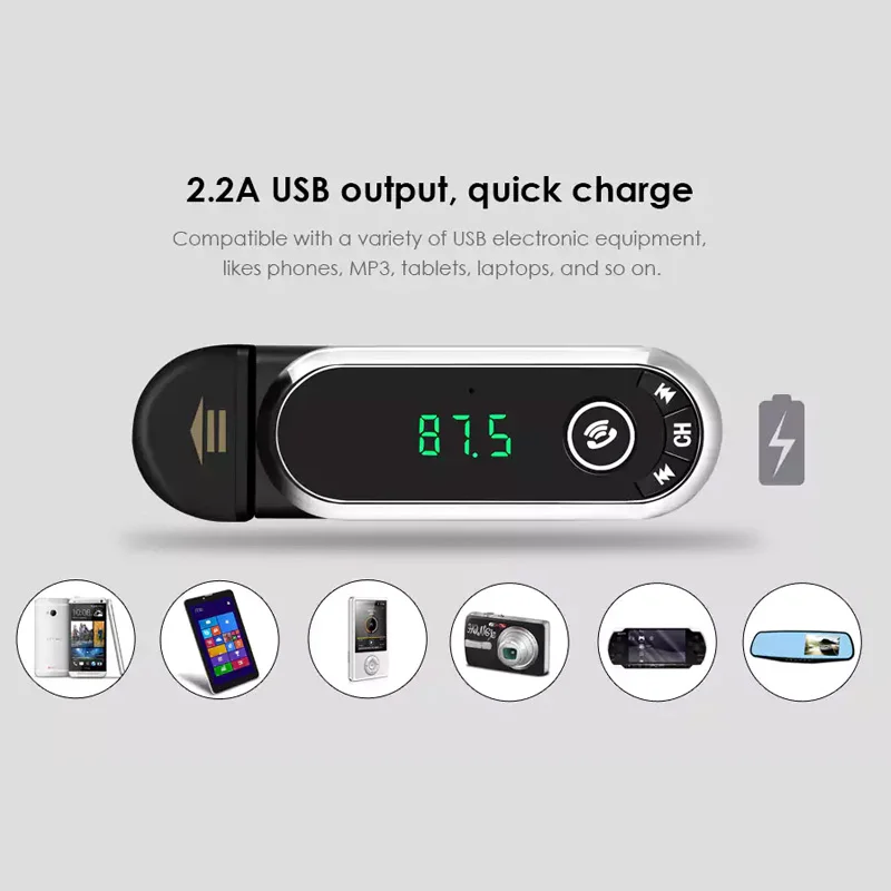 Без аккумулятора, Автомобильная Bluetooth гарнитура, FM запуск, MP3, FM передатчик, умная скобка, крепление на розетку, Bluetooth, fm-передатчик