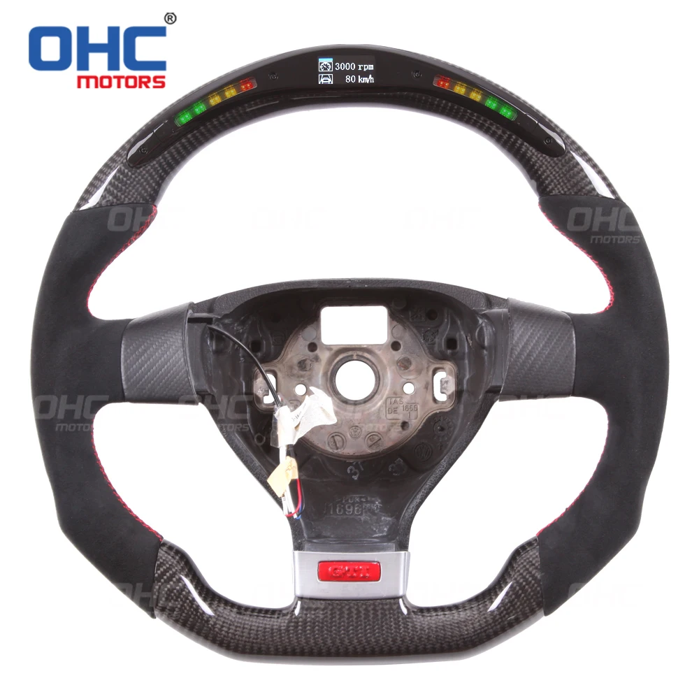 100 Real Carbon Fiber Led Display Steering Wheel Compatible For