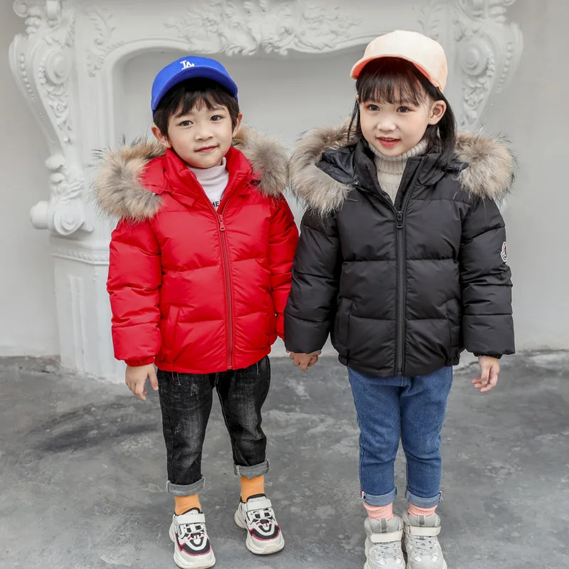 Winter Baby Jacket For Girls Boys Down Jacket Kids Warm Fur collar Hooded Outerwear Coat Children Clothes 4 6 8 10 11 Years