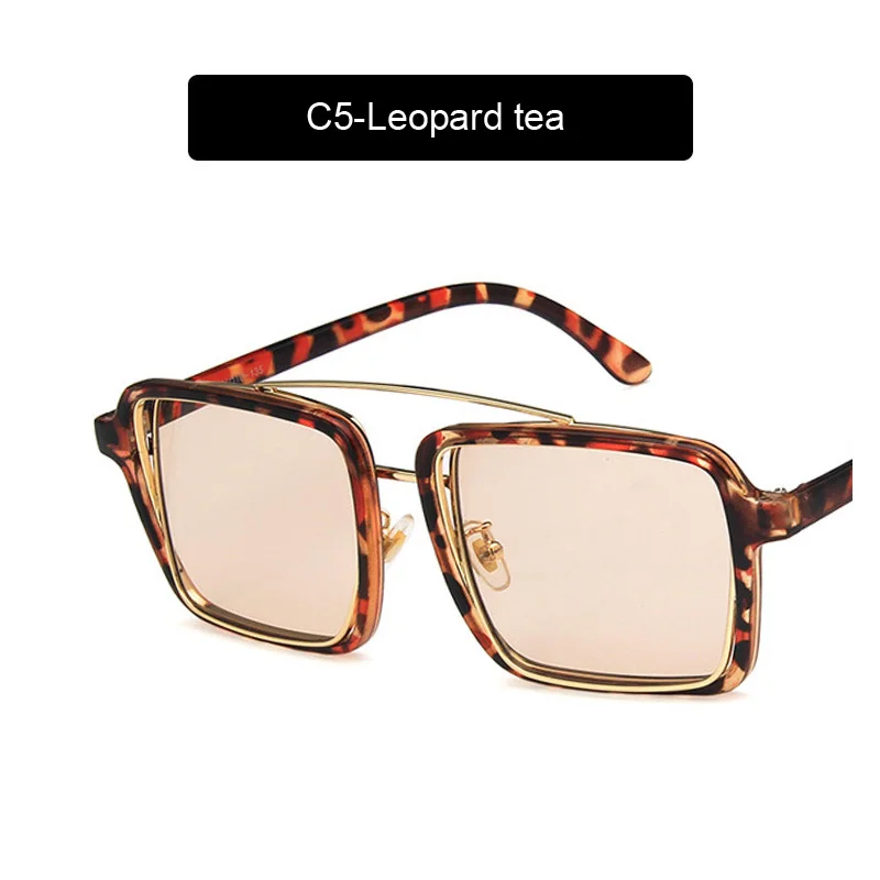 leopard Квадратные Солнцезащитные очки в стиле ретро, фирменный дизайн, Ретро стиль, женские летние прозрачные линзы, солнцезащитные очки, GOZLUGU - Цвет оправы: leopard