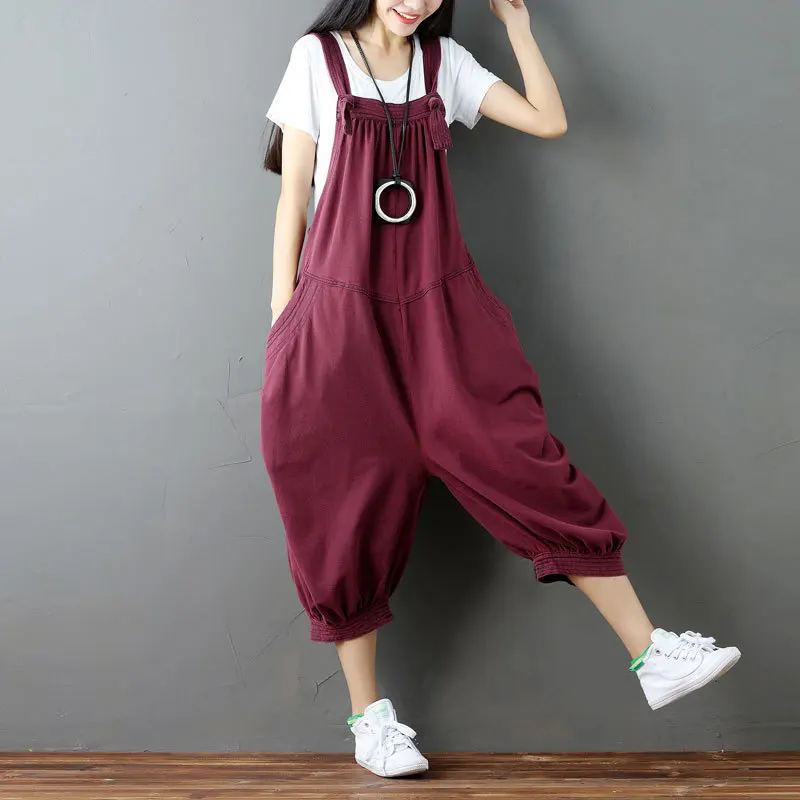 

A shirt with water knit denim all-match large size overalls female Korean fashion suspender casual pants trend wave