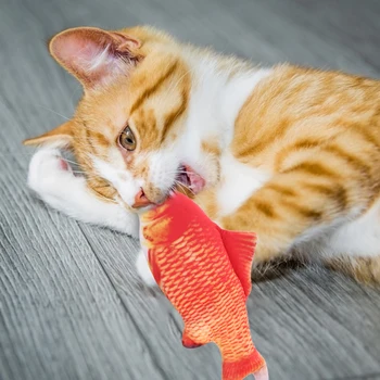 

Electric Moving Fish Cat Toy Realistic Plush Simulation Plush 3D Interactive Chew Molar Moving Dancing Fish Toy Kitten Grinding