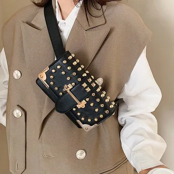 

Rivet Square Crossbody Bag For Women New Fashion High Quality PU Leather Women's Designer Handbags Chain Shoulder Messenger Bags