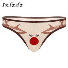 Мужское рождественское нижнее белье, нижнее белье, низкая посадка, выпуклый мешок, Т-образная спина, новинка, костюм северного оленя, стринги, трусы, нижнее белье, новогодние трусики