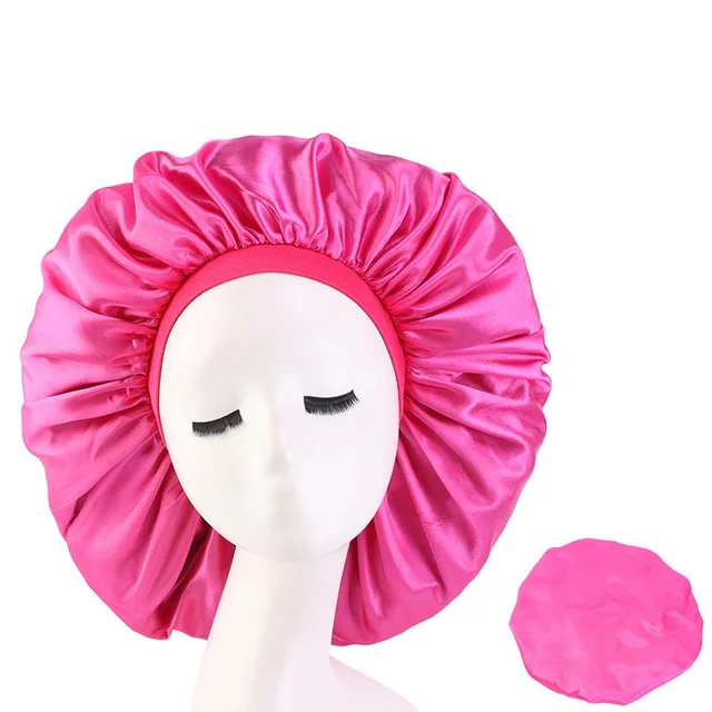 Large Print Satin Silky Bonnet Sleep Cap Width Elastic Band for Women Solid Color Head Wrap Lady Hair Accessories Wholesale style15