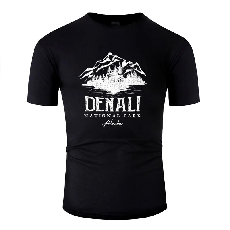 Принт классический ретро denali национальный парк футболка для мужчин лето Европейский размер S-5xl буквы Мужская футболка хлопок Круглый вырез